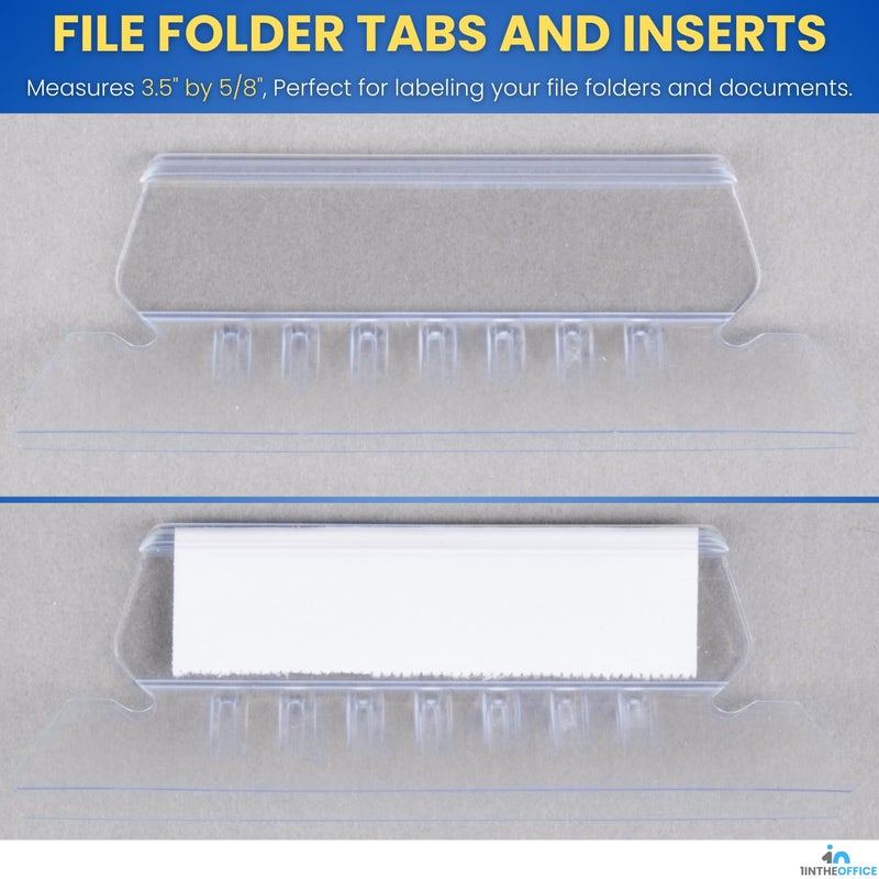 1InTheOffice Clear Hanging Folder Tabs, and Inserts 3-1/2" x 5/8", 50/Pack (3 1/2") - Image 2